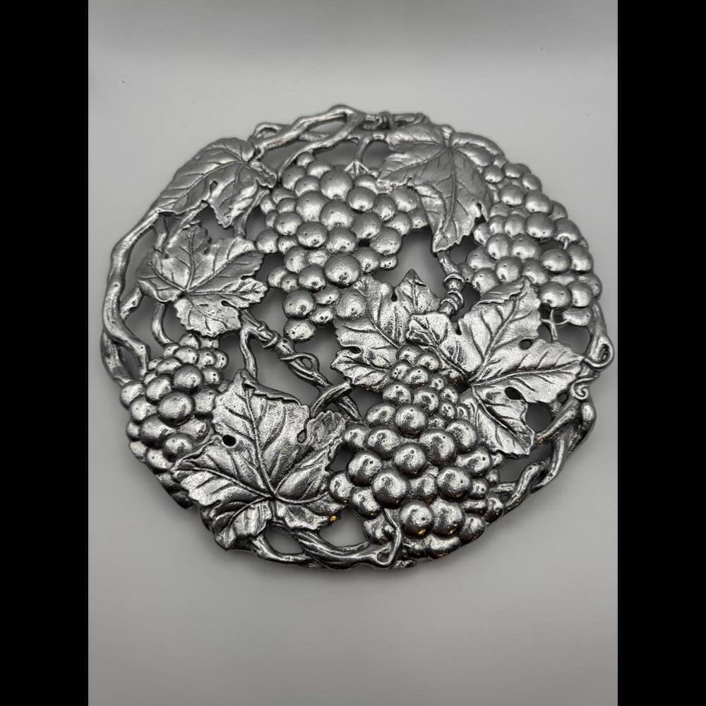 Arthur Court Vintage Ornate Grapevine Aluminum Hollowware Trivet